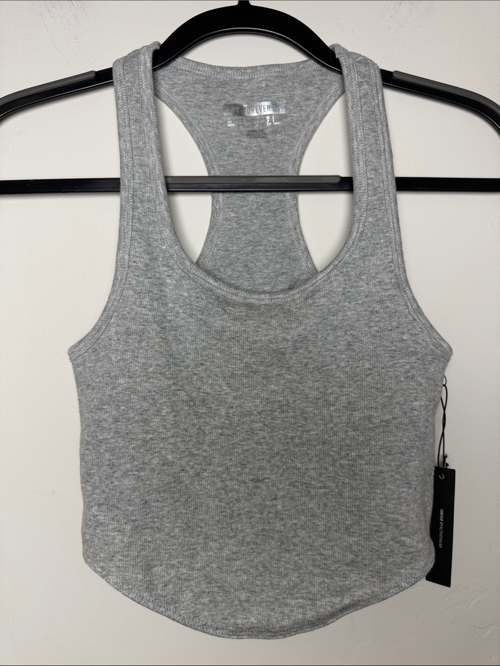 Forever 21 Light Grey Ribbed Racerback Tank top Small S activewear summer gym